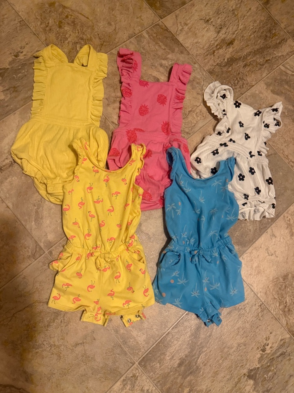 Cat & Jack Summer bundle of 5 Rompers lots of colors